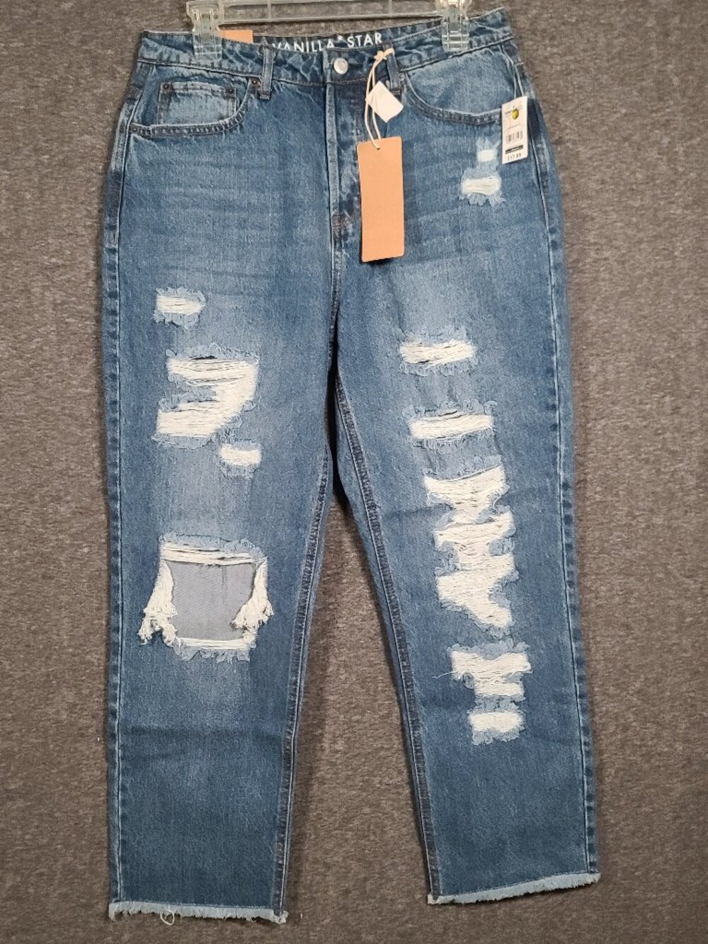 NWT Vanilla Star 90's Junior's Size 11 Super High Rise Distressed Jeans